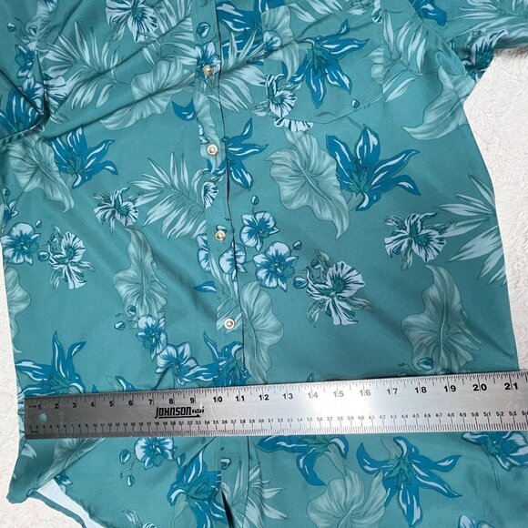 Island Classics Seapointe Mens Button Down Woven Shirt Medium Floral Blue - Picture 5 of 8